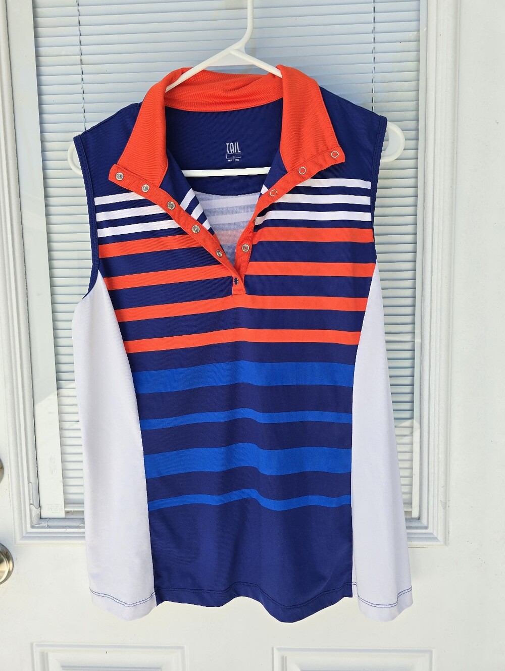 Tail Sleeveless Polo - Navy, Royal Blue, Red & White
